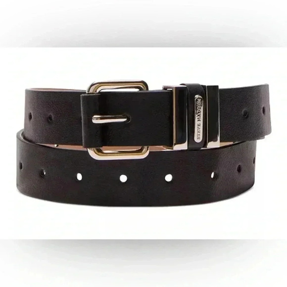 Steve Madden Multi-Loop Silver Black Faux Vegan Leather Belt Large NWT - Picture 6 of 10